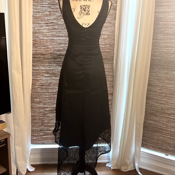 SEXY BLACK HIGH LOW LACE DETAIL DRESS - Picture 10 of 10